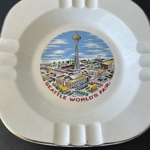 1962 Seattle World's Fair Large Souvenir Ashtray ~ 7.25" Square ~ Space Needle